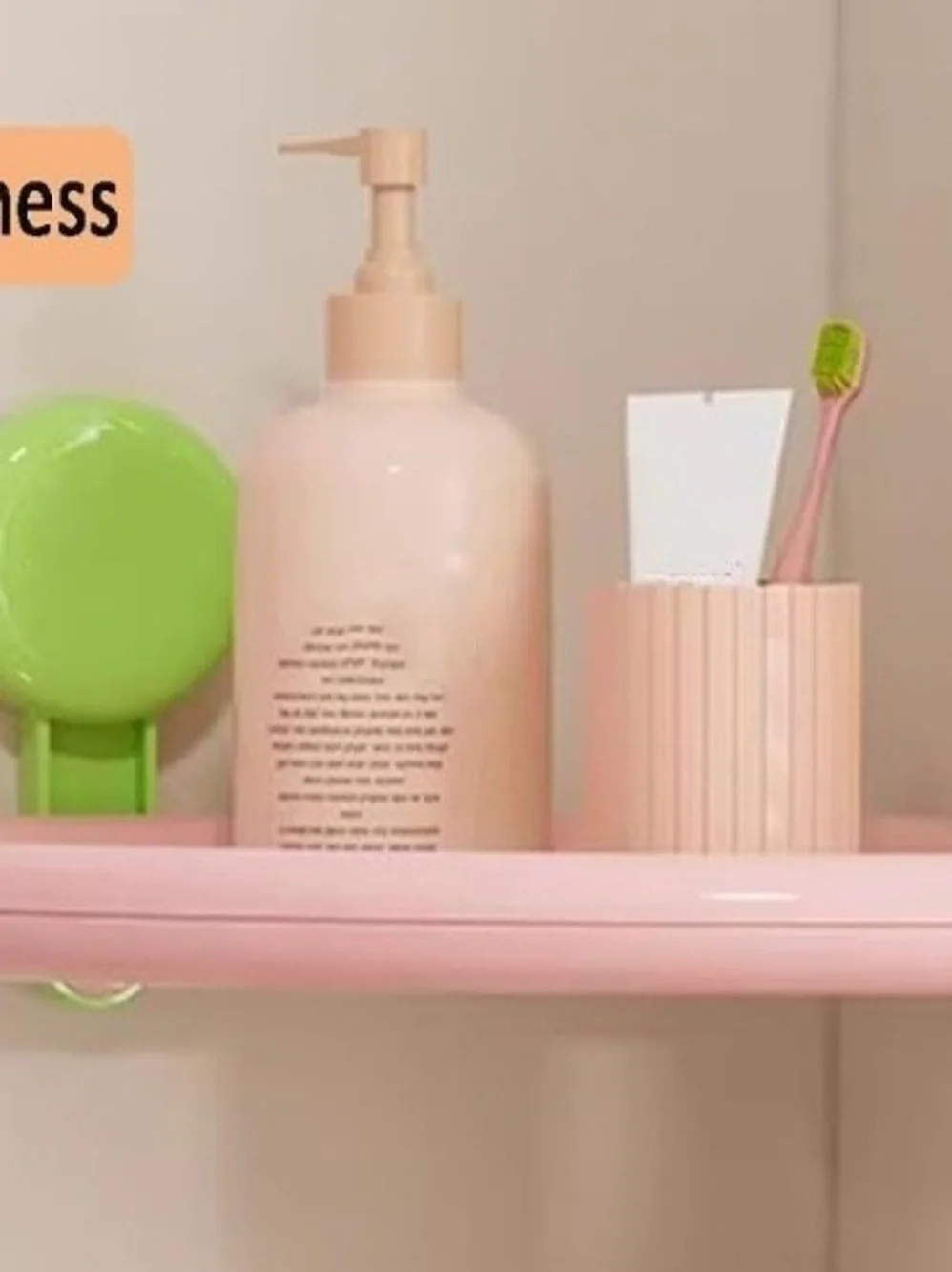 UFORU Pink Triangle Shelf with Lime Green Suction Cups